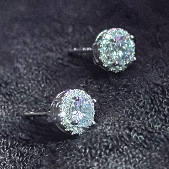 Sterling Silver Other - Halo Set Diamond 💎 Series Sterling Silver 925 Stud Earring Pair NIB